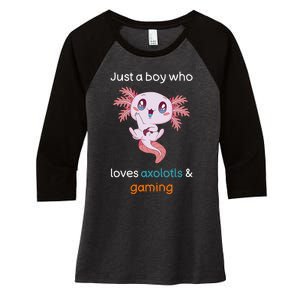 Gamesolotl Axolotl Video Gamer Kawaii Anime Gifts Boys Women's Tri-Blend 3/4-Sleeve Raglan Shirt