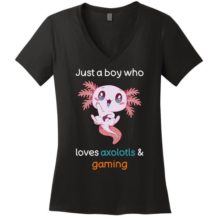 Gamesolotl Axolotl Video Gamer Kawaii Anime Gifts Boys Women's V-Neck T-Shirt