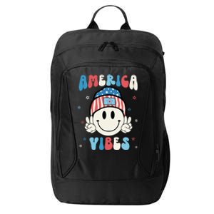 Groovy America Vibes Hippie Usa Flag Hat Freedom 4th Of July Great Gift City Backpack