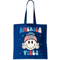 Groovy America Vibes Hippie Usa Flag Hat Freedom 4th Of July Great Gift Tote Bag