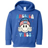 Groovy America Vibes Hippie Usa Flag Hat Freedom 4th Of July Great Gift Toddler Hoodie