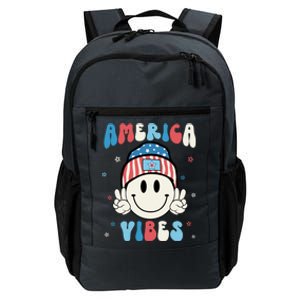 Groovy America Vibes Hippie Usa Flag Hat Freedom 4th Of July Great Gift Daily Commute Backpack