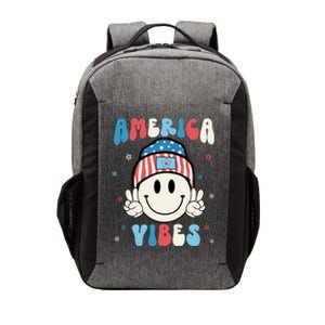 Groovy America Vibes Hippie Usa Flag Hat Freedom 4th Of July Great Gift Vector Backpack