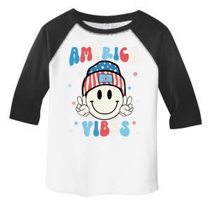 Groovy America Vibes Hippie Usa Flag Hat Freedom 4th Of July Great Gift Toddler Fine Jersey T-Shirt