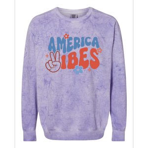 Groovy America Vibes Retro American USA 4th Of July Colorblast Crewneck Sweatshirt