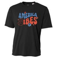 Groovy America Vibes Retro American USA 4th Of July Cooling Performance Crew T-Shirt