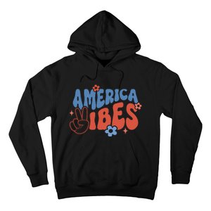 Groovy America Vibes Retro American USA 4th Of July Hoodie