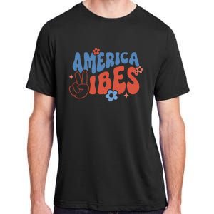 Groovy America Vibes Retro American USA 4th Of July Adult ChromaSoft Performance T-Shirt