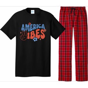 Groovy America Vibes Retro American USA 4th Of July Pajama Set