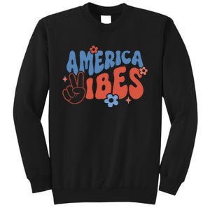 Groovy America Vibes Retro American USA 4th Of July Tall Sweatshirt