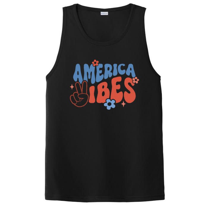 Groovy America Vibes Retro American USA 4th Of July PosiCharge Competitor Tank