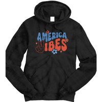 Groovy America Vibes Retro American USA 4th Of July Tie Dye Hoodie