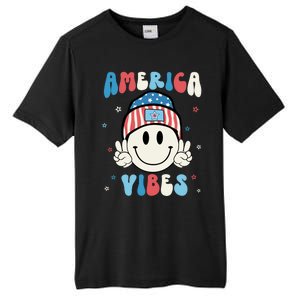 Groovy America Vibes Hippie Usa Flag Hat Freedom 4th Of July Gift Tall Fusion ChromaSoft Performance T-Shirt