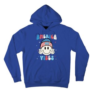 Groovy America Vibes Hippie Usa Flag Hat Freedom 4th Of July Gift Hoodie