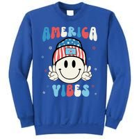 Groovy America Vibes Hippie Usa Flag Hat Freedom 4th Of July Gift Sweatshirt