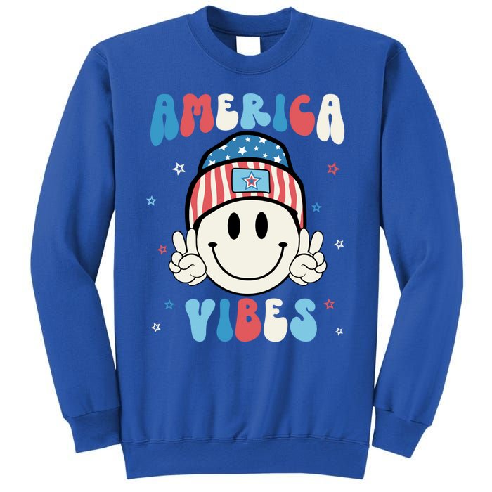 Groovy America Vibes Hippie Usa Flag Hat Freedom 4th Of July Gift Sweatshirt