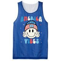 Groovy America Vibes Hippie Usa Flag Hat Freedom 4th Of July Gift Mesh Reversible Basketball Jersey Tank