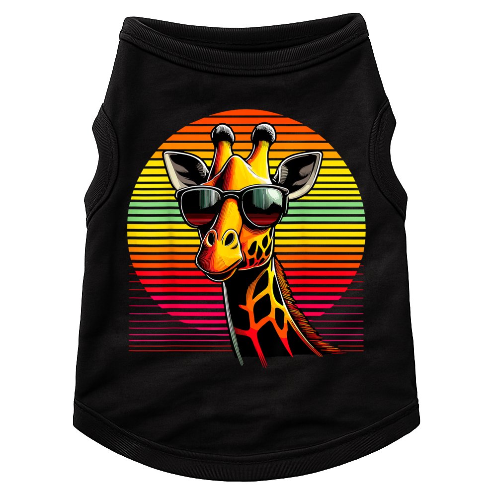Giraffe Animal Vintage Sunglasses Giraffe Doggie Tank