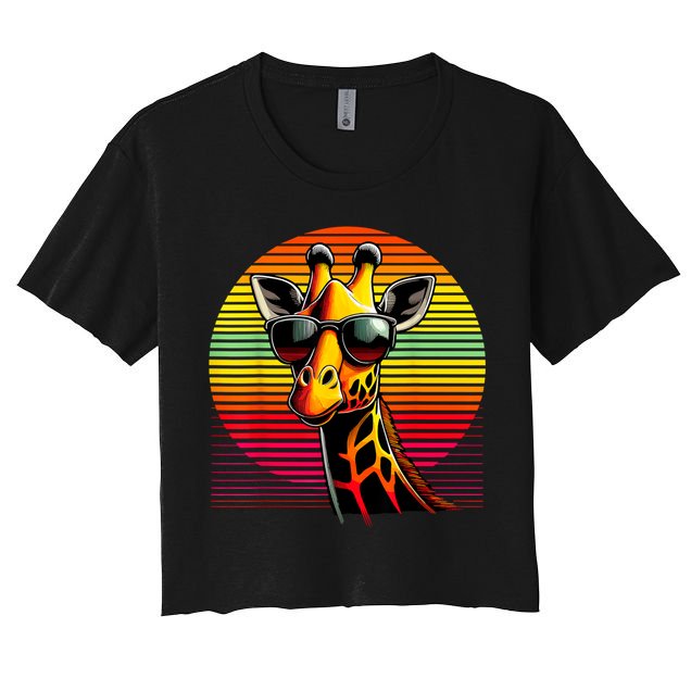 Giraffe Animal Vintage Sunglasses Giraffe Crop Top
