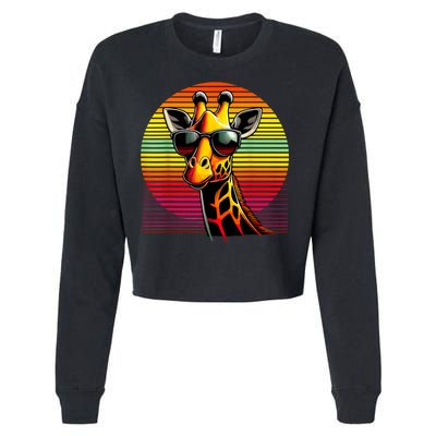 Giraffe Animal Vintage Sunglasses Giraffe Cropped Pullover Crew