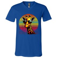 Giraffe Animal Vintage Sunglasses Giraffe V-Neck T-Shirt