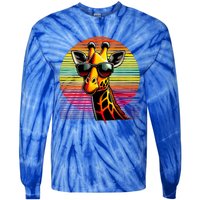 Giraffe Animal Vintage Sunglasses Giraffe Tie-Dye Long Sleeve Shirt