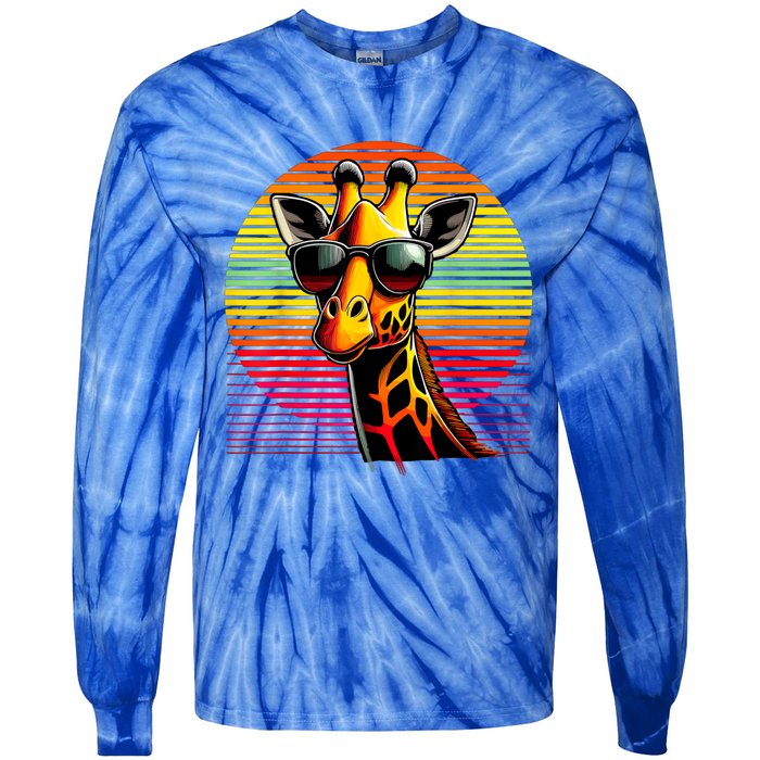 Giraffe Animal Vintage Sunglasses Giraffe Tie-Dye Long Sleeve Shirt