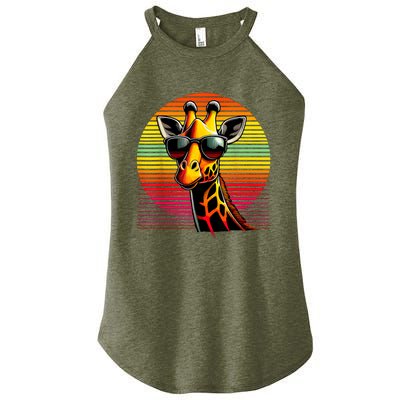 Giraffe Animal Vintage Sunglasses Giraffe Women’s Perfect Tri Rocker Tank