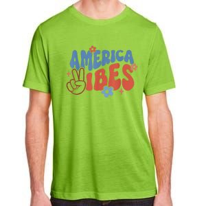 Groovy America Vibes Retro American USA 4th Of July Adult ChromaSoft Performance T-Shirt