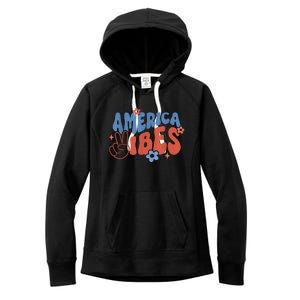 Groovy America Vibes Retro American USA 4th Of July Women's Fleece Hoodie