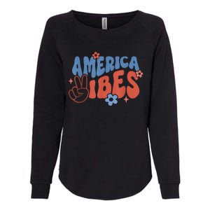 Groovy America Vibes Retro American USA 4th Of July Womens California Wash Sweatshirt