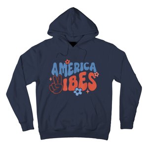 Groovy America Vibes Retro American USA 4th Of July Hoodie