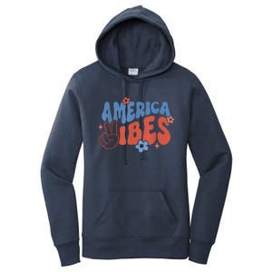 Groovy America Vibes Retro American USA 4th Of July Women's Pullover Hoodie