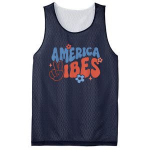 Groovy America Vibes Retro American USA 4th Of July Mesh Reversible Basketball Jersey Tank