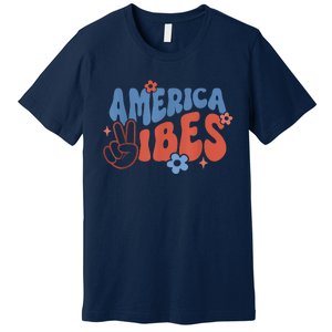 Groovy America Vibes Retro American USA 4th Of July Premium T-Shirt