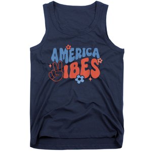 Groovy America Vibes Retro American USA 4th Of July Tank Top