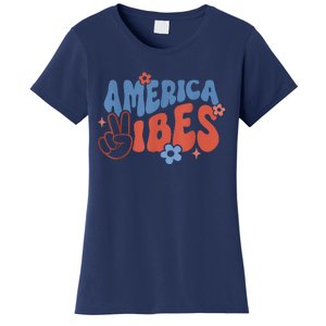 Groovy America Vibes Retro American USA 4th Of July Women's T-Shirt