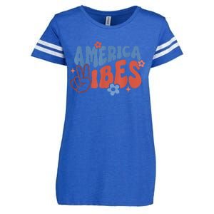 Groovy America Vibes Retro American USA 4th Of July Enza Ladies Jersey Football T-Shirt