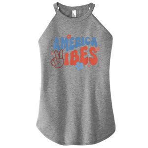 Groovy America Vibes Retro American USA 4th Of July Women's Perfect Tri Rocker Tank