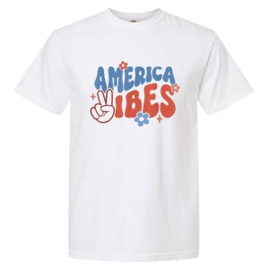 Groovy America Vibes Retro American USA 4th Of July Garment-Dyed Heavyweight T-Shirt