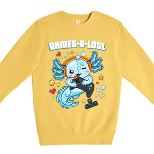 Gamesolotl Axolotl Video Gamer Kawaii Axolotl Fish Premium Crewneck Sweatshirt