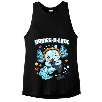 Gamesolotl Axolotl Video Gamer Kawaii Axolotl Fish Ladies PosiCharge Tri-Blend Wicking Tank