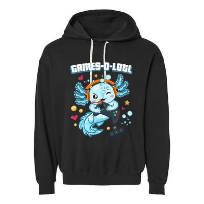 Gamesolotl Axolotl Video Gamer Kawaii Axolotl Fish Garment-Dyed Fleece Hoodie