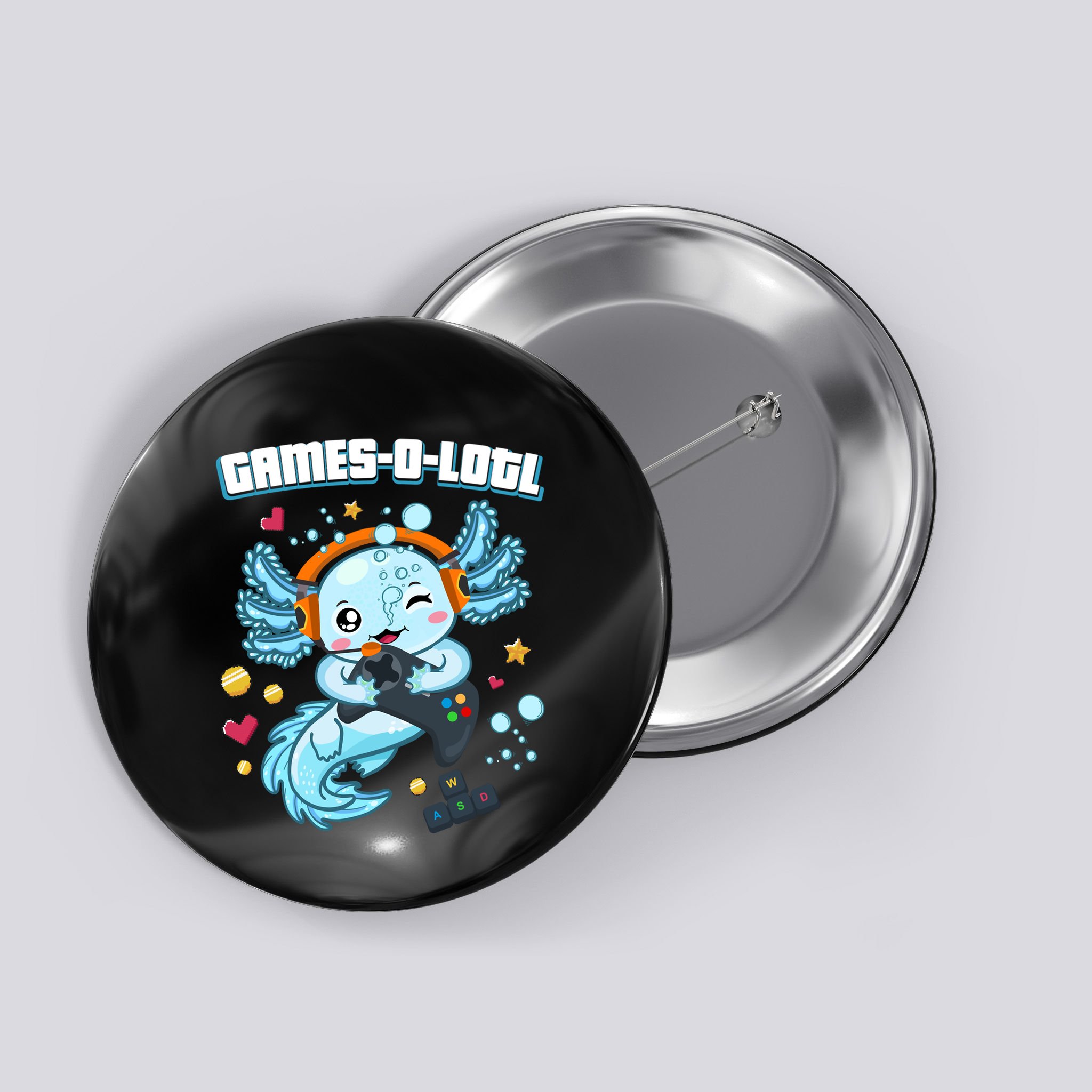 Gamesolotl Axolotl Video Gamer Kawaii Axolotl Fish Button