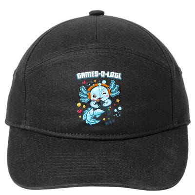 Gamesolotl Axolotl Video Gamer Kawaii Axolotl Fish 7-Panel Snapback Hat