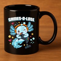 Gamesolotl Axolotl Video Gamer Kawaii Axolotl Fish 11oz C Handle Ceramic Mug
