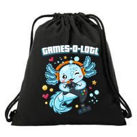 Gamesolotl Axolotl Video Gamer Kawaii Axolotl Fish Drawstring Bag