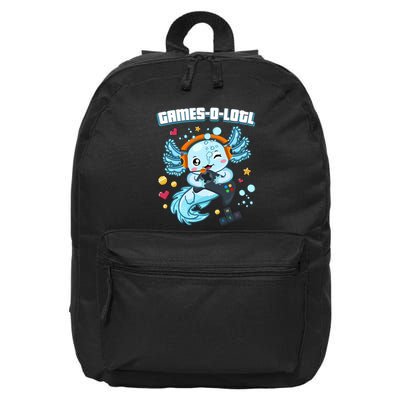 Gamesolotl Axolotl Video Gamer Kawaii Axolotl Fish 16 in Basic Backpack