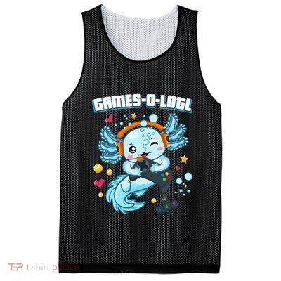 Gamesolotl Axolotl Video Gamer Kawaii Axolotl Fish Mesh Reversible Basketball Jersey Tank