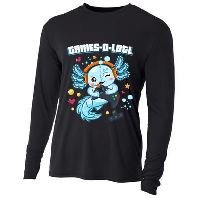 Gamesolotl Axolotl Video Gamer Kawaii Axolotl Fish Cooling Performance Long Sleeve Crew